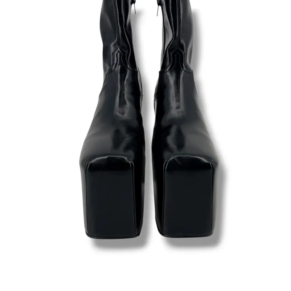 Jeffrey Campbell The Dare Square Toe Ankle Boots Womens Size 8 M Faux Leather